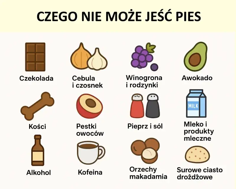 toksyczne składniki ciasta dla psa rodzynki czekolada